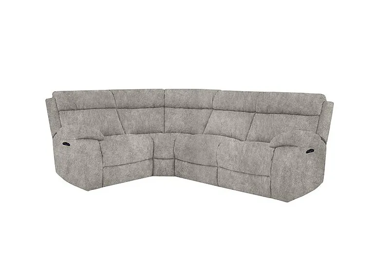 Moreno Small Fabric Power Recliner Left Hand Facing Corner Sofa with Power Headrests - Grey - Sofas and Armchairs - In Time for Christmas