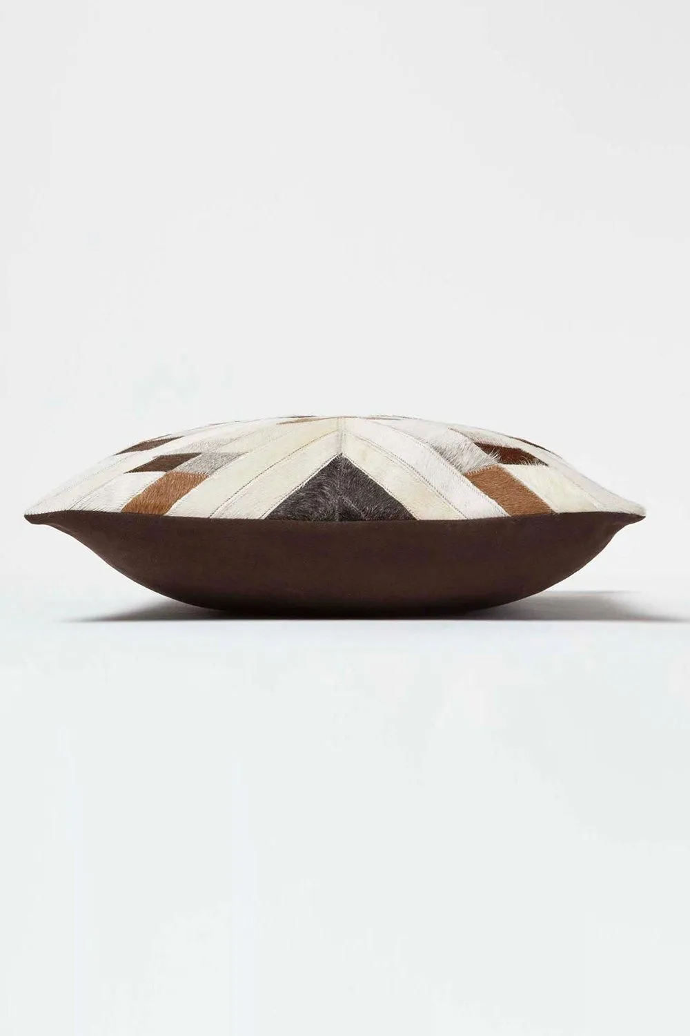 Homescapes Geometric Star Leather Cushion 45 x 45 cm in Brown 4