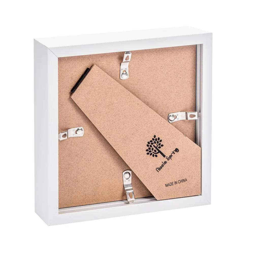 Nicola Spring 6" x 6" White 3D Box Photo Frames - 4" x 4" Mount - Pack of 5 in Black 5