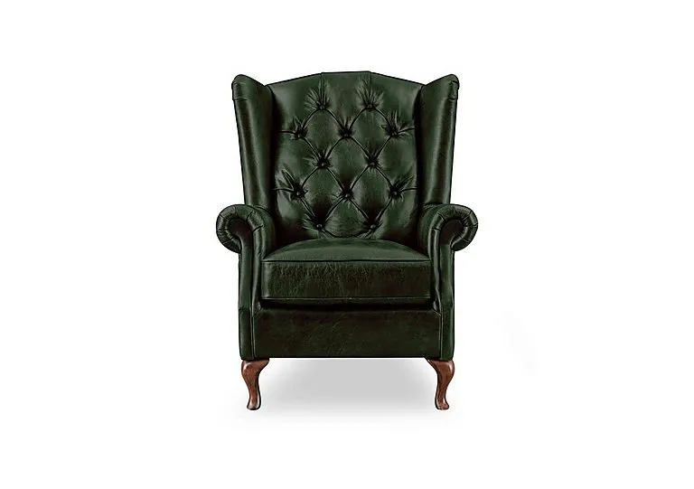 Harriet Leather Wing Chair with Walnut Feet