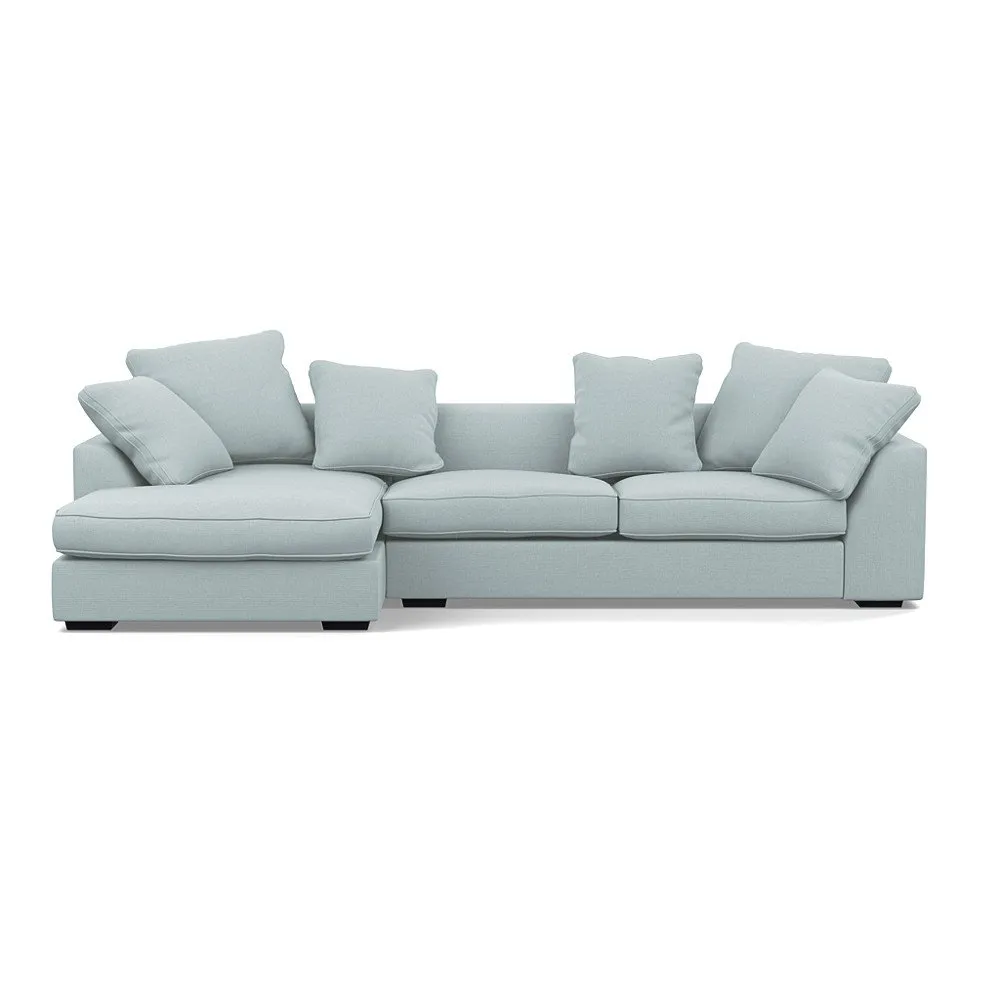 Heal's Cumulus Left Hand Facing Corner Sofa Brushed Cotton Mist Black Feet