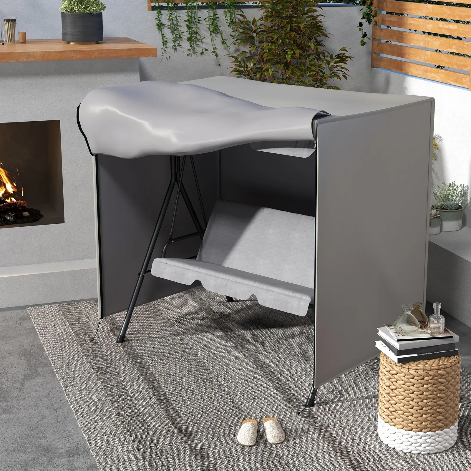 OUTSUNNY Garden Furniture Protector Patio Swing Chair Cover in Light Grey