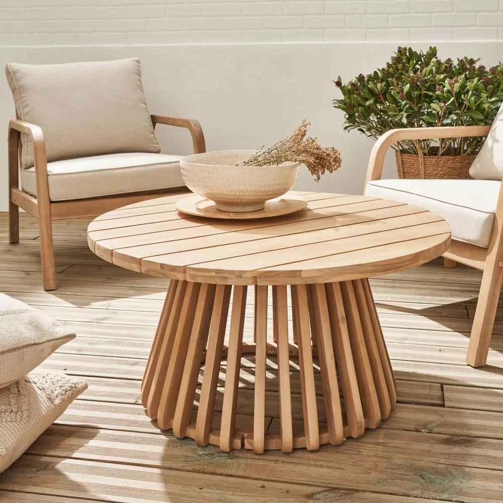 sweeek 80cm wooden coffee table, indoor/outdoor in Beige 3