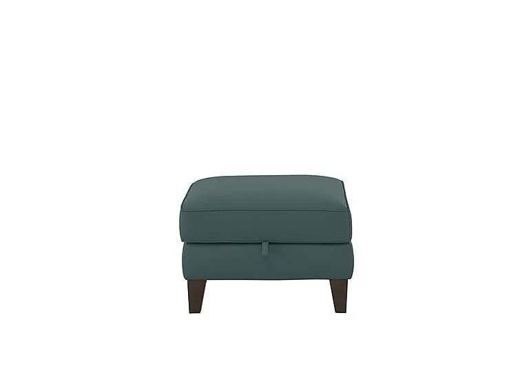 Brondby Leather Storage Footstool - BV Lake Green