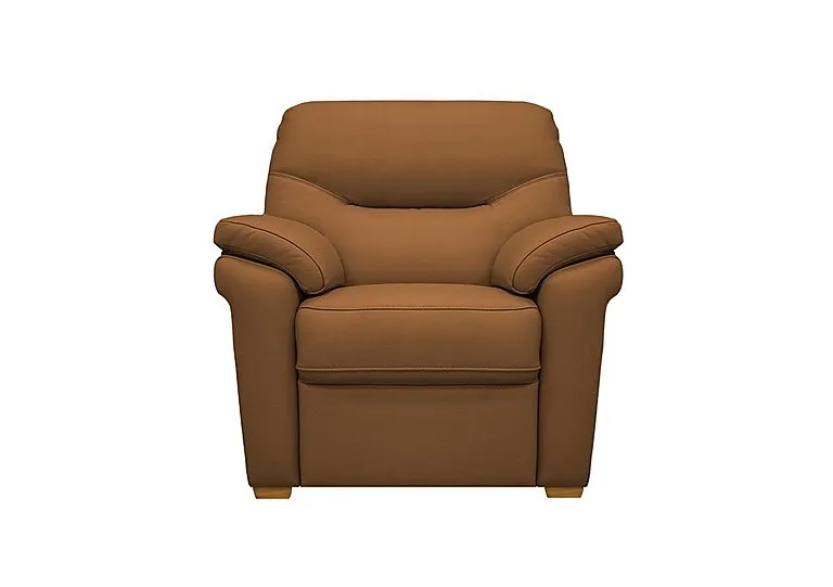 Seattle Leather Armchair with Wooden Feet - Cambridge Tan
