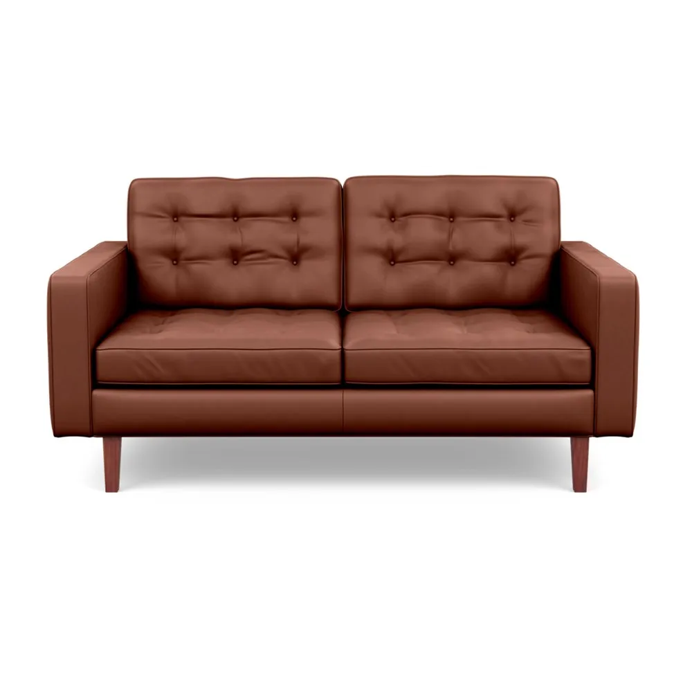 Heal's Hepburn 2 Seater Sofa Leather Grain Dark Brown 068 Walnut Feet 1