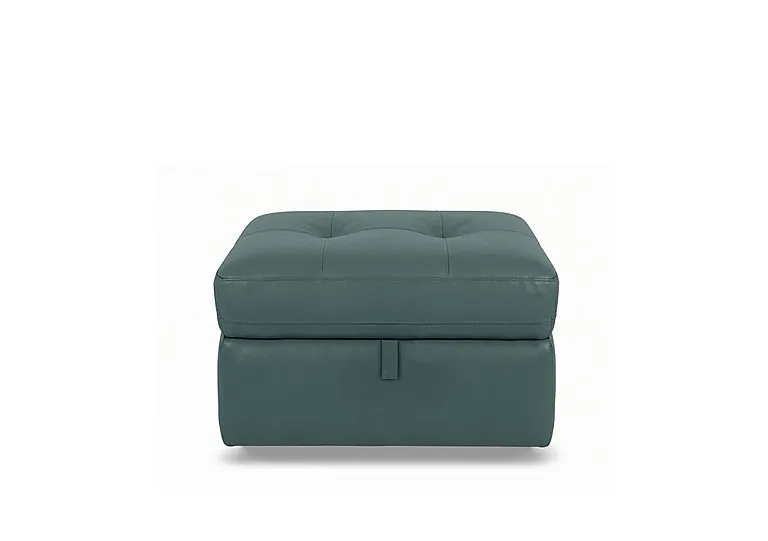Drift Leather Storage Footstool - BV Lake Green - Living Room Furniture - In Time for Christmas