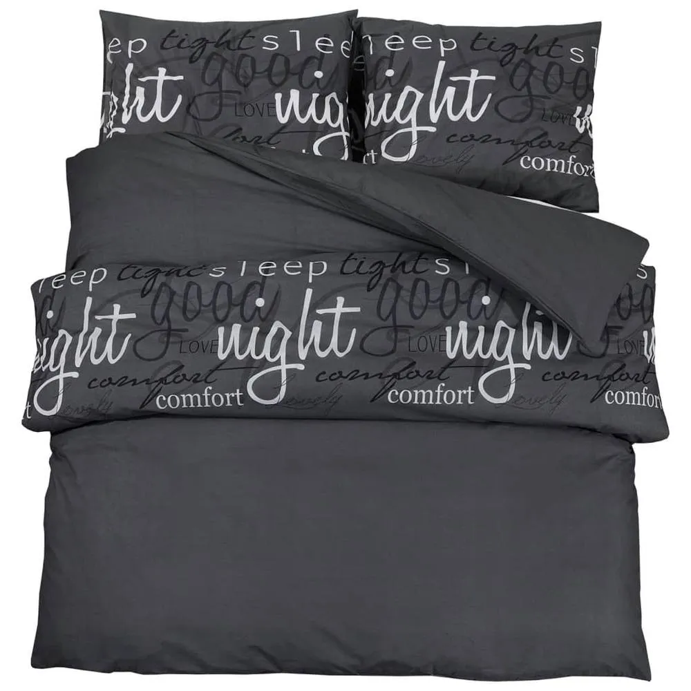 Berkfield Home Duvet Cover Set Black 240x220 cm Cotton in Dark Grey