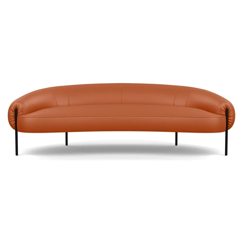 Heal's Isola 3 Seater Sofa Leather Hide Tobacco 7179 Black Feet