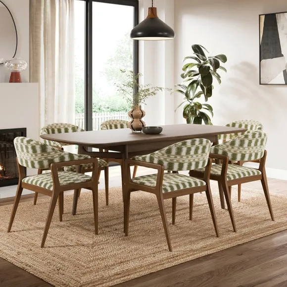 Hugh Carver Dark Stained Dining Chair, Striped Fabric 2
