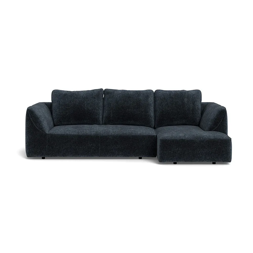 Heal's Morven Right Hand Facing Corner Chaise Sofa Boucle Velvet Space Black Feet 1