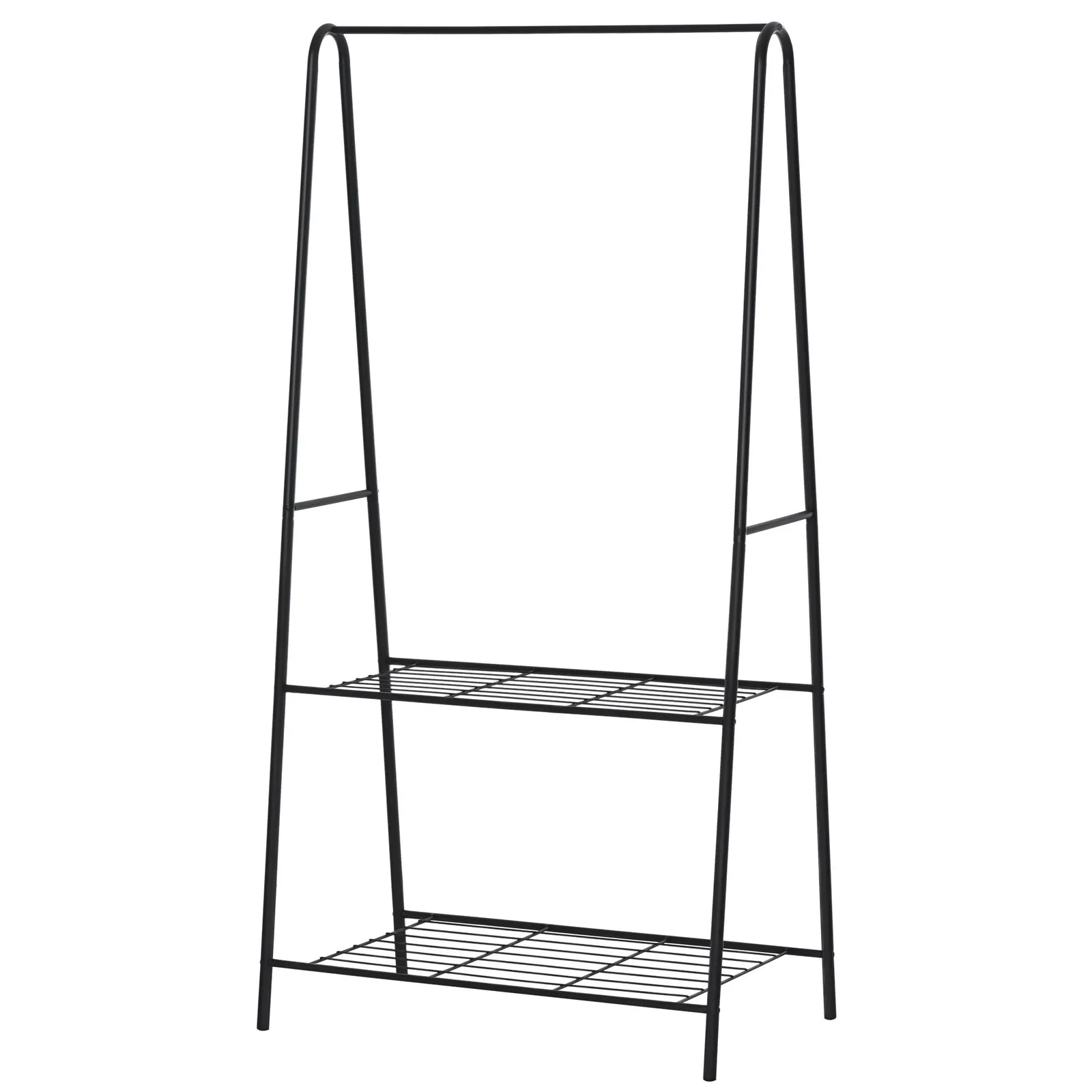 HOMCOM A Shaped Clothes Rack Garment Hanger Stand Hanging Rail 2-tier Shelving Metal in Black 2
