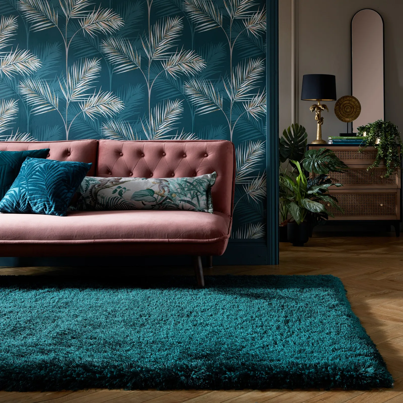 Jewel Shaggy Rug Green
