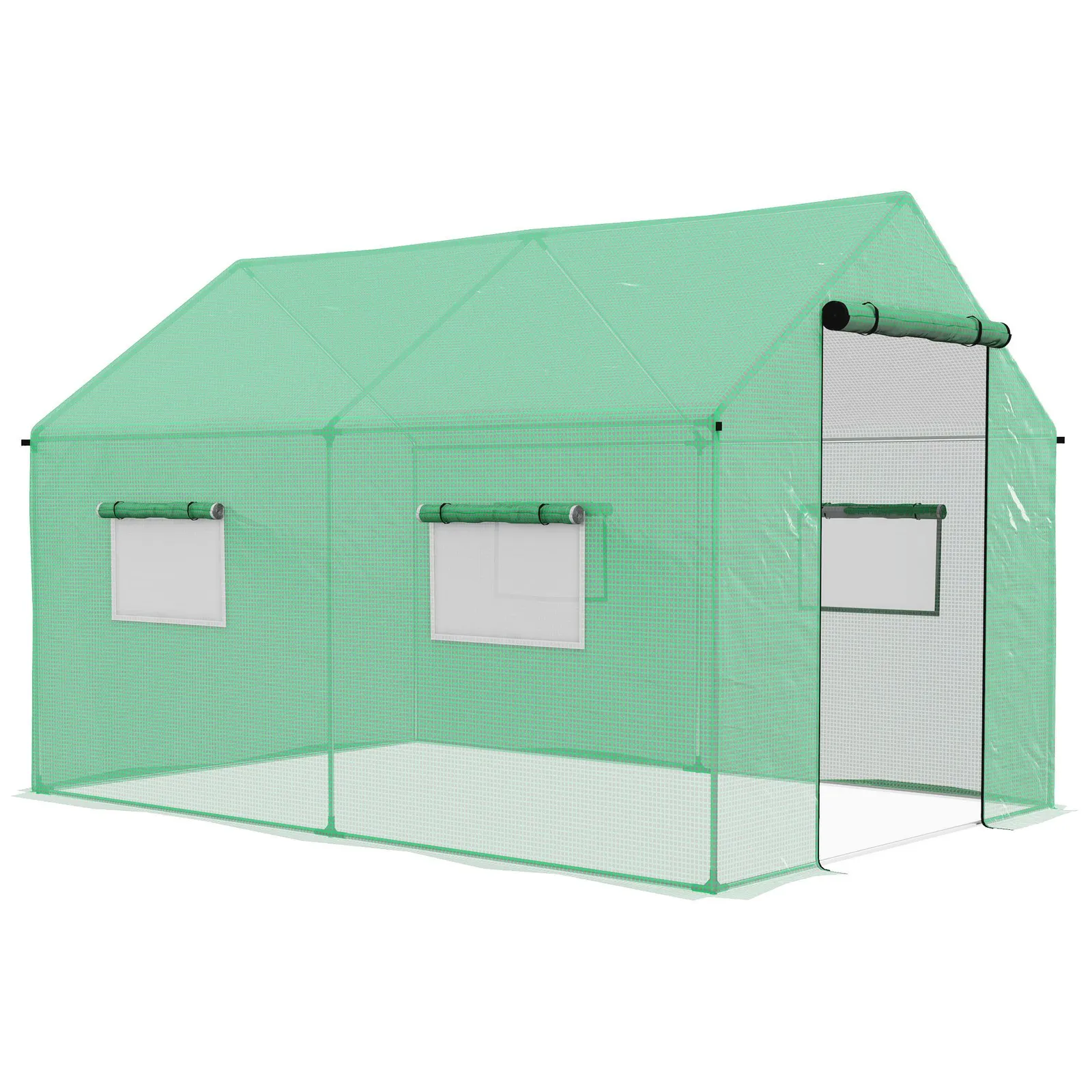 OUTSUNNY Tunnel Greenhouse W/ UV-resistant PE Cover, Wide Door, 2 x 3(m) in Green 2