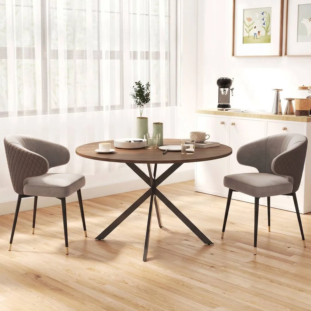 HOMCOM 120 cm Dining Table for 4, Industrial Kitchen Table with Steel Legs in Brown 2