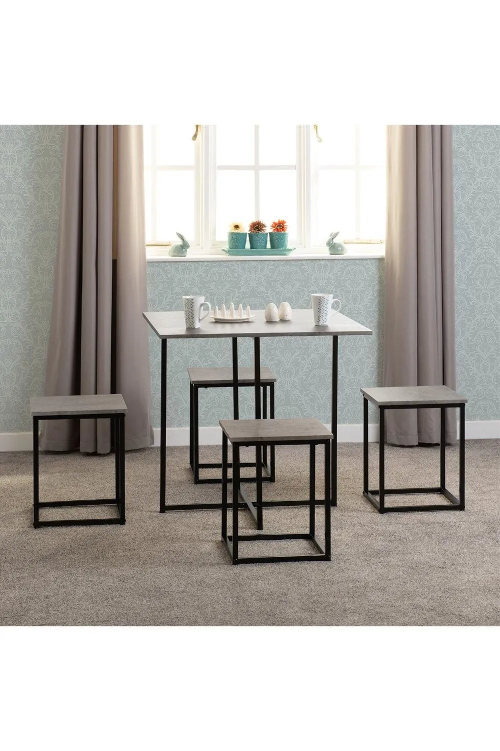 Seconique Kent 1+4 Stowaway Dining Set in Stone