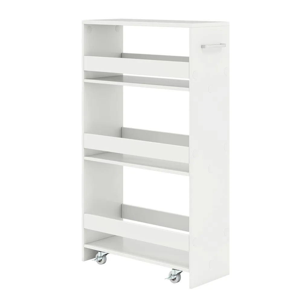 Costway 4 Tier Rolling Storage Cart 20 cm Slim Kitchen Trolley in White