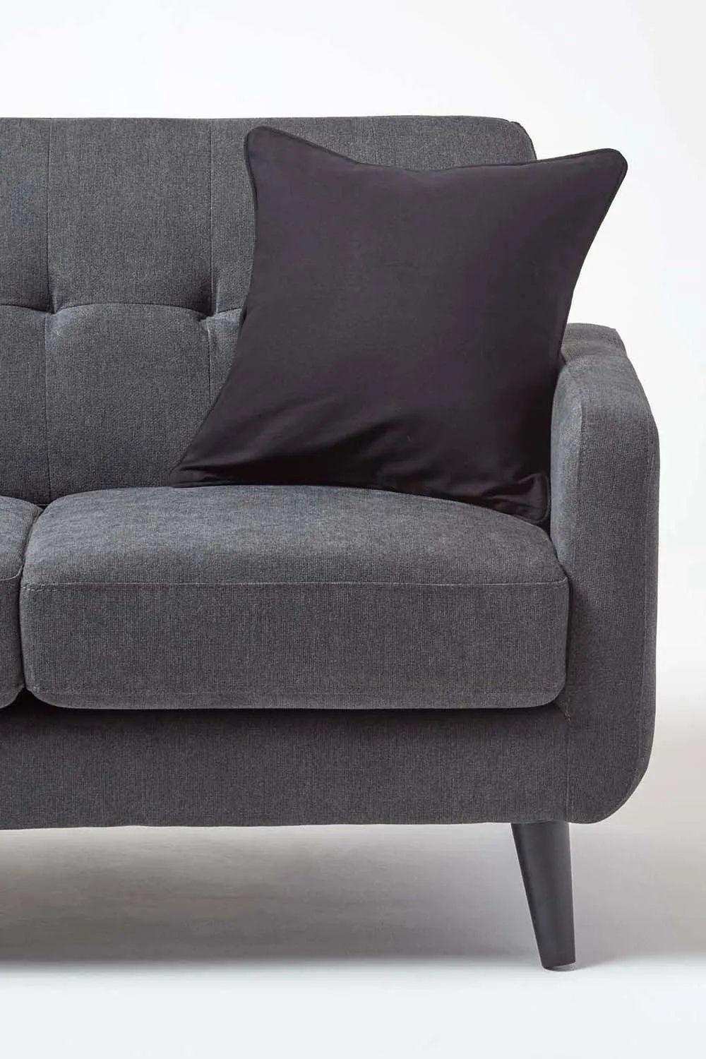 Homescapes Cotton Plain Cushion Cover in Black 4