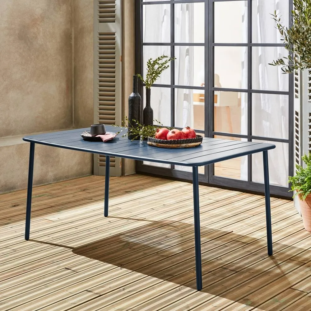 sweeek 6-8 seater rectangular steel garden table in Dark Blue 1