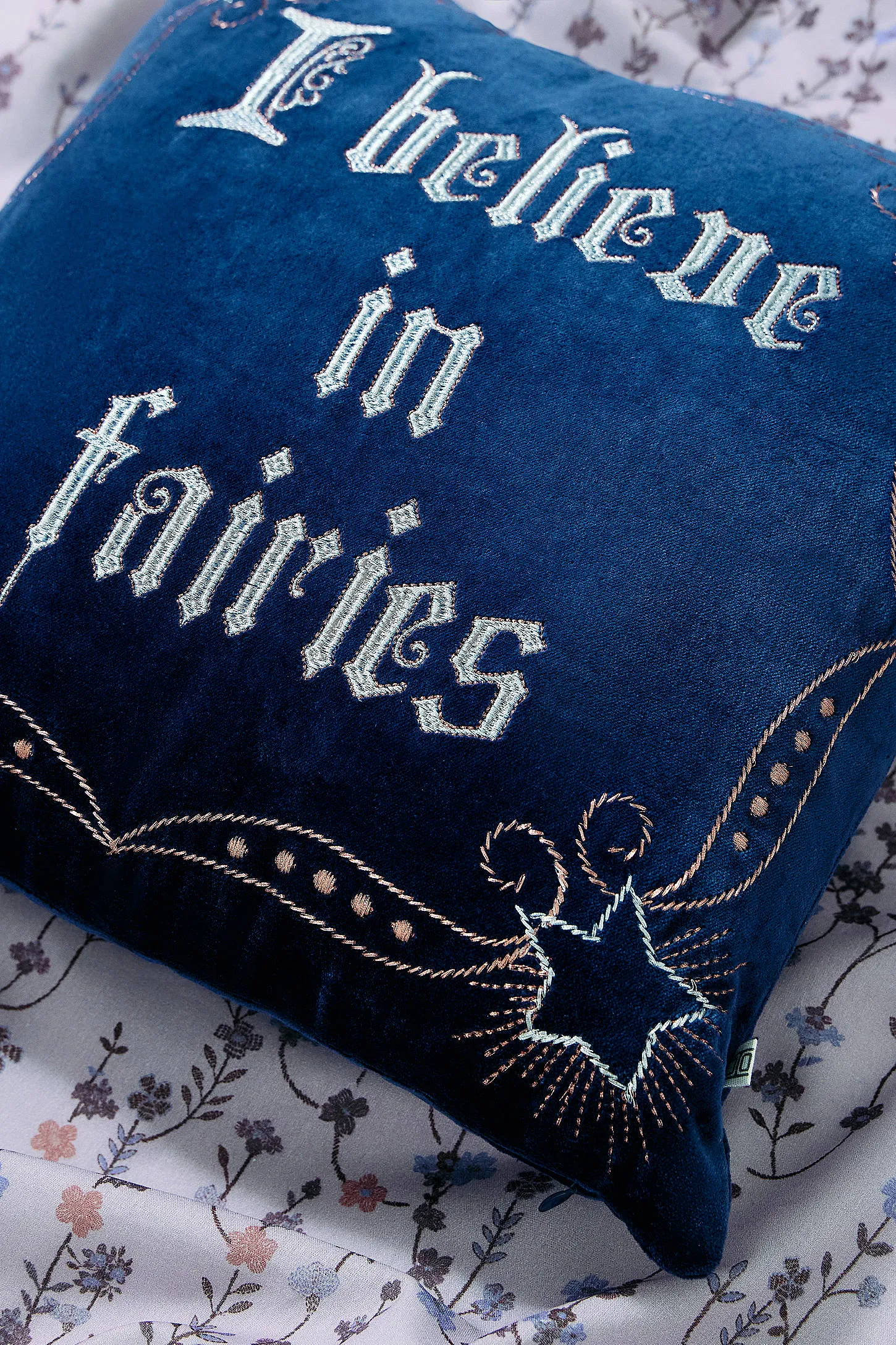 Blue I Believe in Fairies Cushion - Dark Blue 2