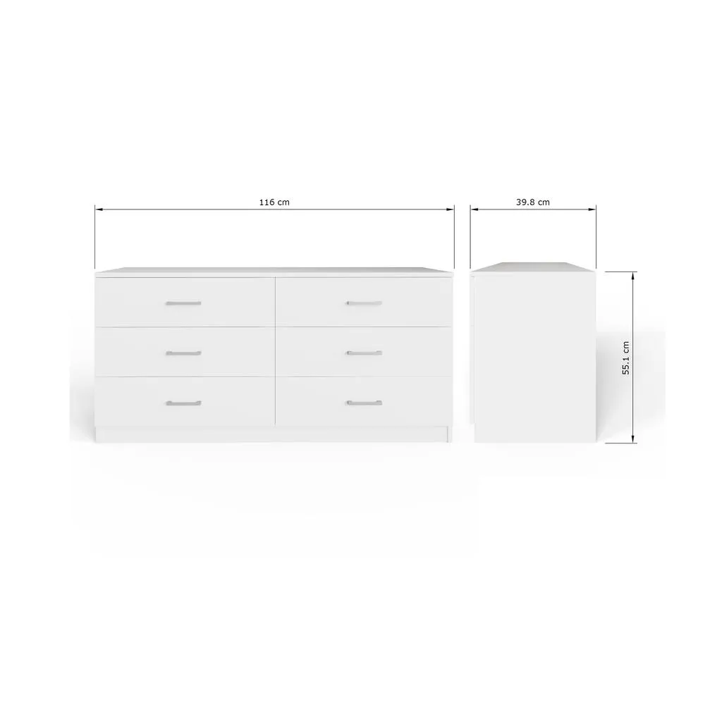 GFW Bailey 3+3 Drawer Chest in White 6