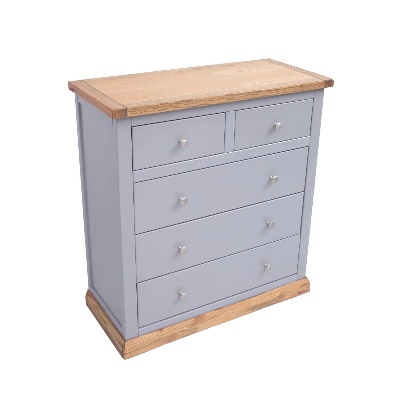 Cabinet Bits Biccari 5 Drawer Chest of Drawers Chrome Knob in Grey 3