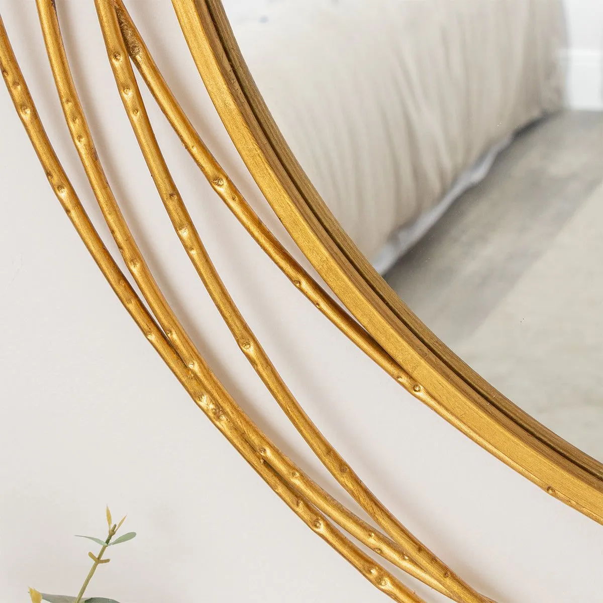 Melody Maison Large Round Brushed Gold Mirror - 88cm X 85cm 6