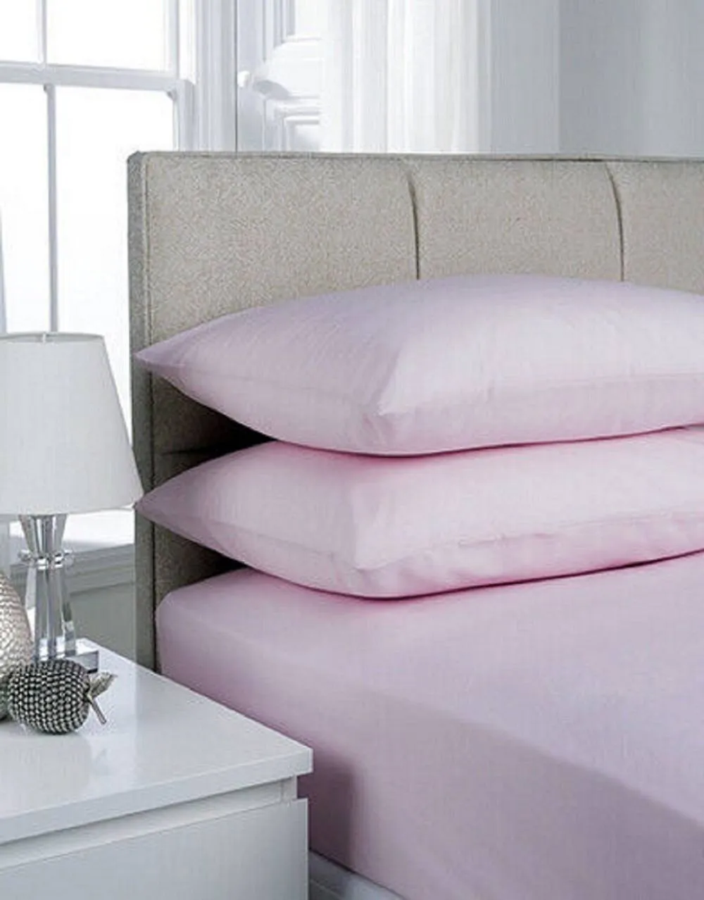 Smart Living Polycotton Bed Linen Luxury Bedsheet or Pillowcase Non Iron in Baby Pink