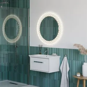 Sensio Spiro Etched Colour Changing LED Bathroom Mirror - ø800mm 2