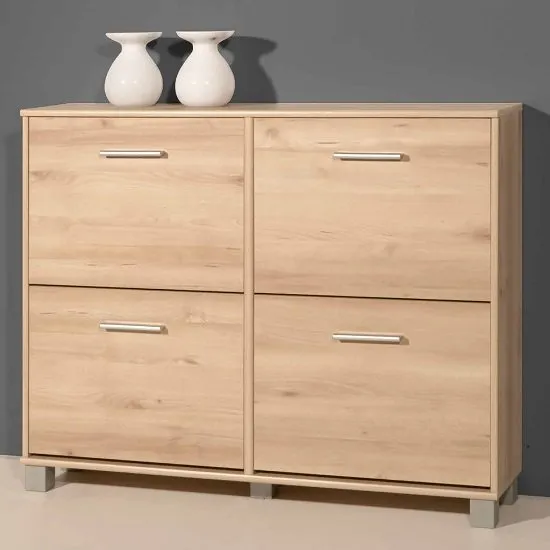 Modern Shoe Cabinet In Noble Beech With 4 Doors