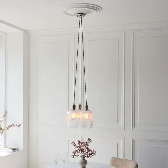 Vogue Sturt 3 Light Ribbed Adjustable Cluster Ceiling Light 5