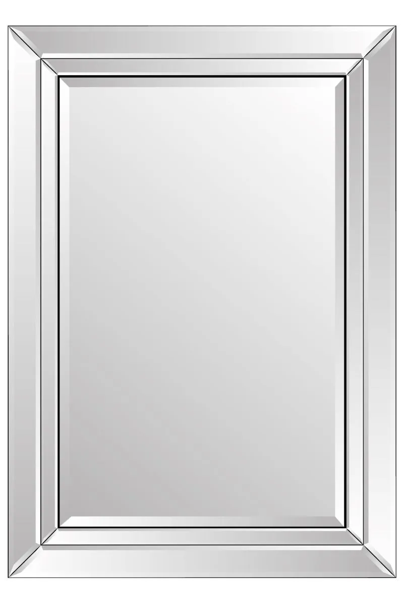 MirrorOutlet Cranbury All Glass Large Wall Mirror 100 x 70 CM in Silver 3