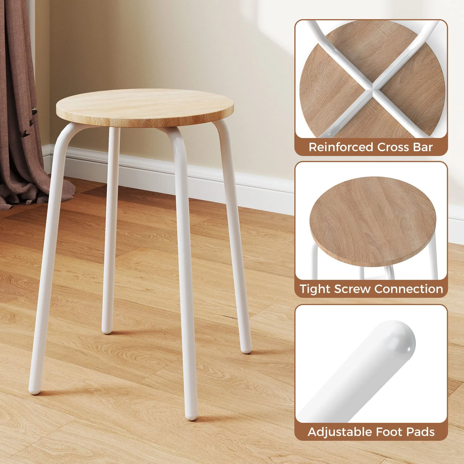 Costway 3-Piece Wooden Dining Set Kitchen Table & 2 Chairs in White 5