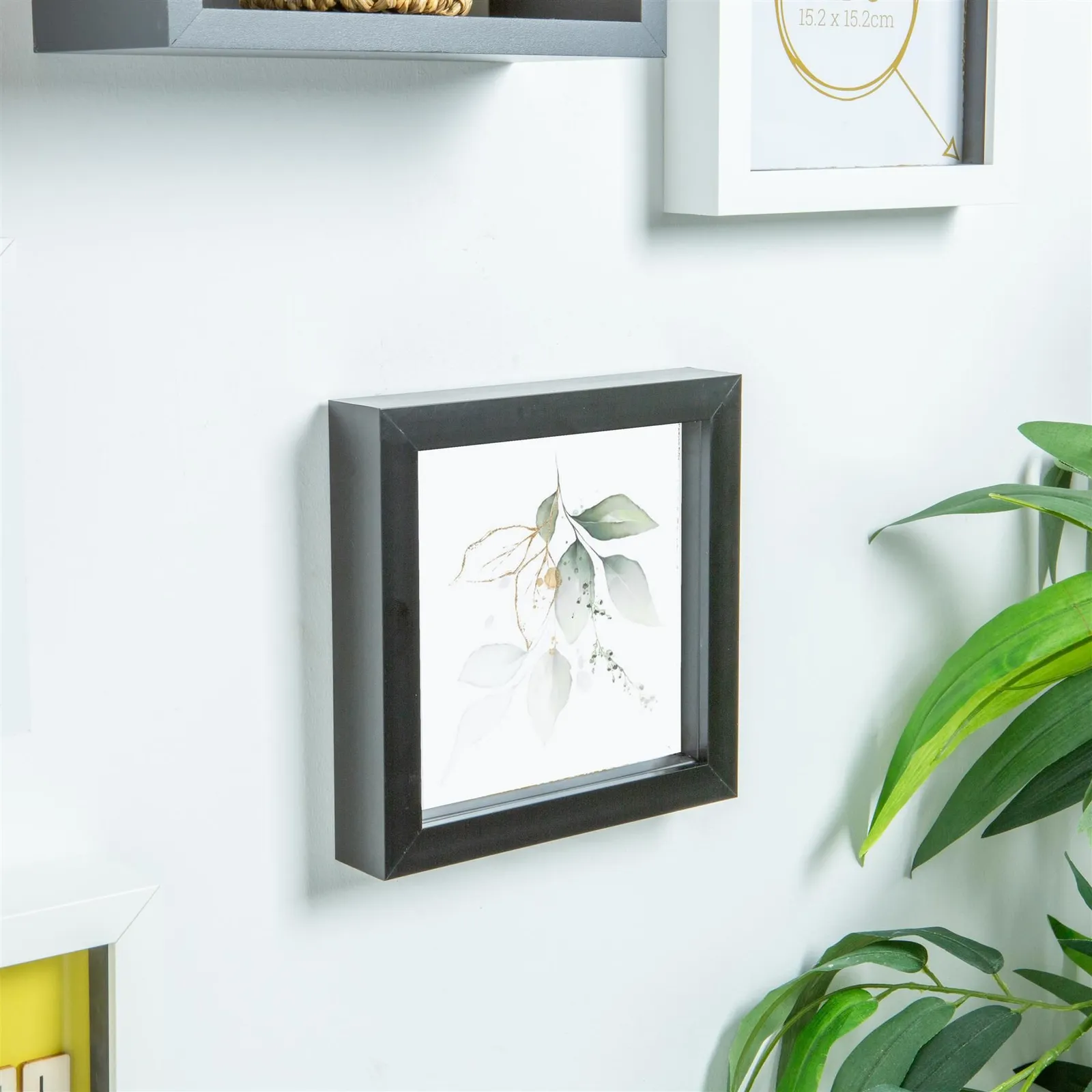 Nicola Spring 3D Box Photo Frames - 6" x 6" - Pack of 2 in Black 6