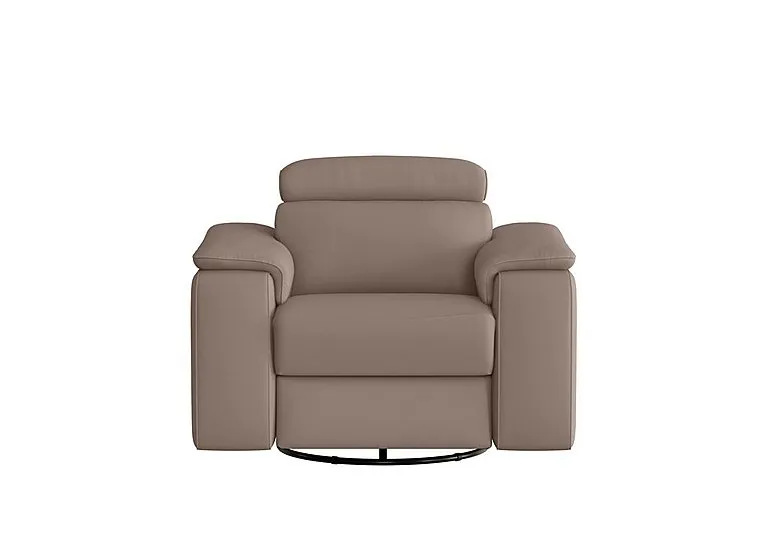 Davide Leather Swivel Rocker Power Recliner Chair - Botero Taupe