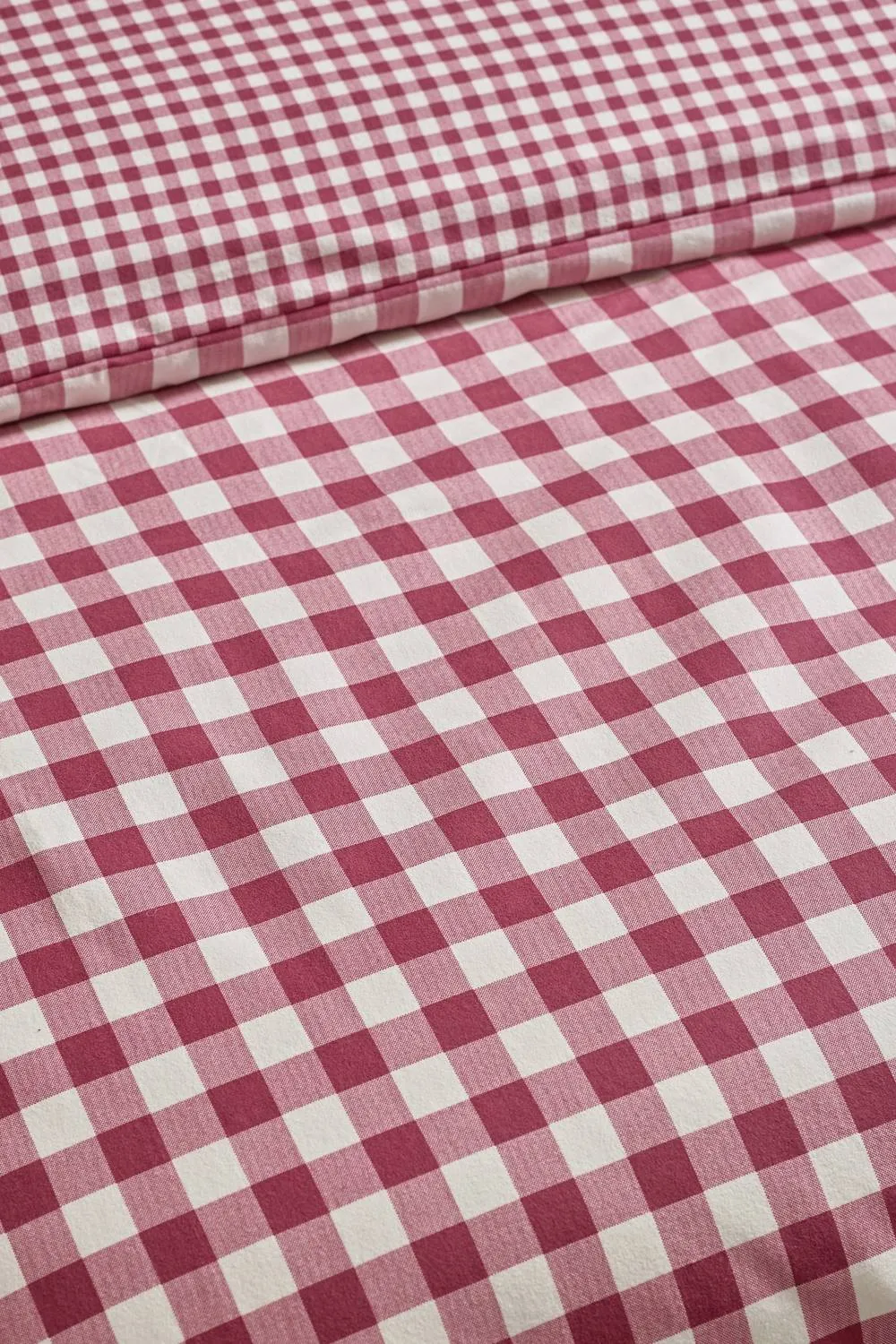 Catherine Lansfield Brushed Gingham Check Reversible Duvet Cover Set in Burgundy 4