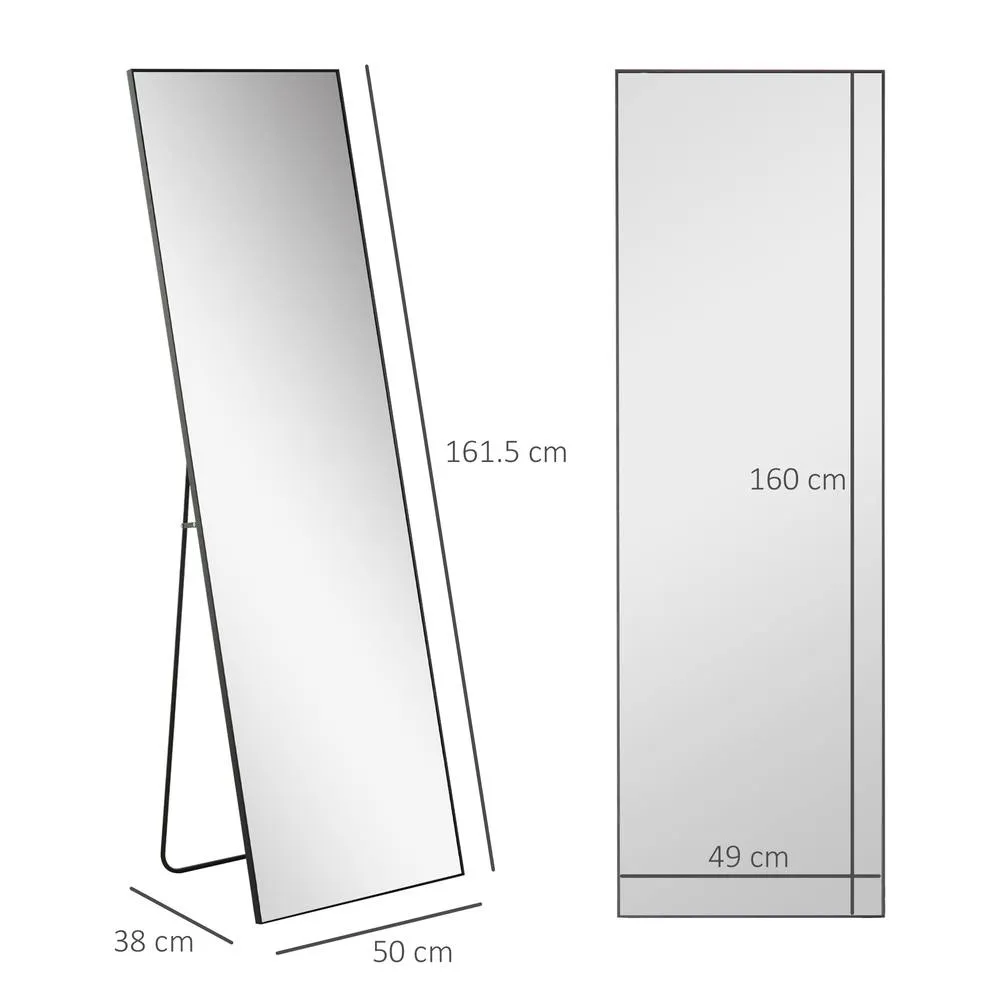 HOMCOM Full Length Mirror, Standing or Wall-Mounted Dressing Mirror, Black 3