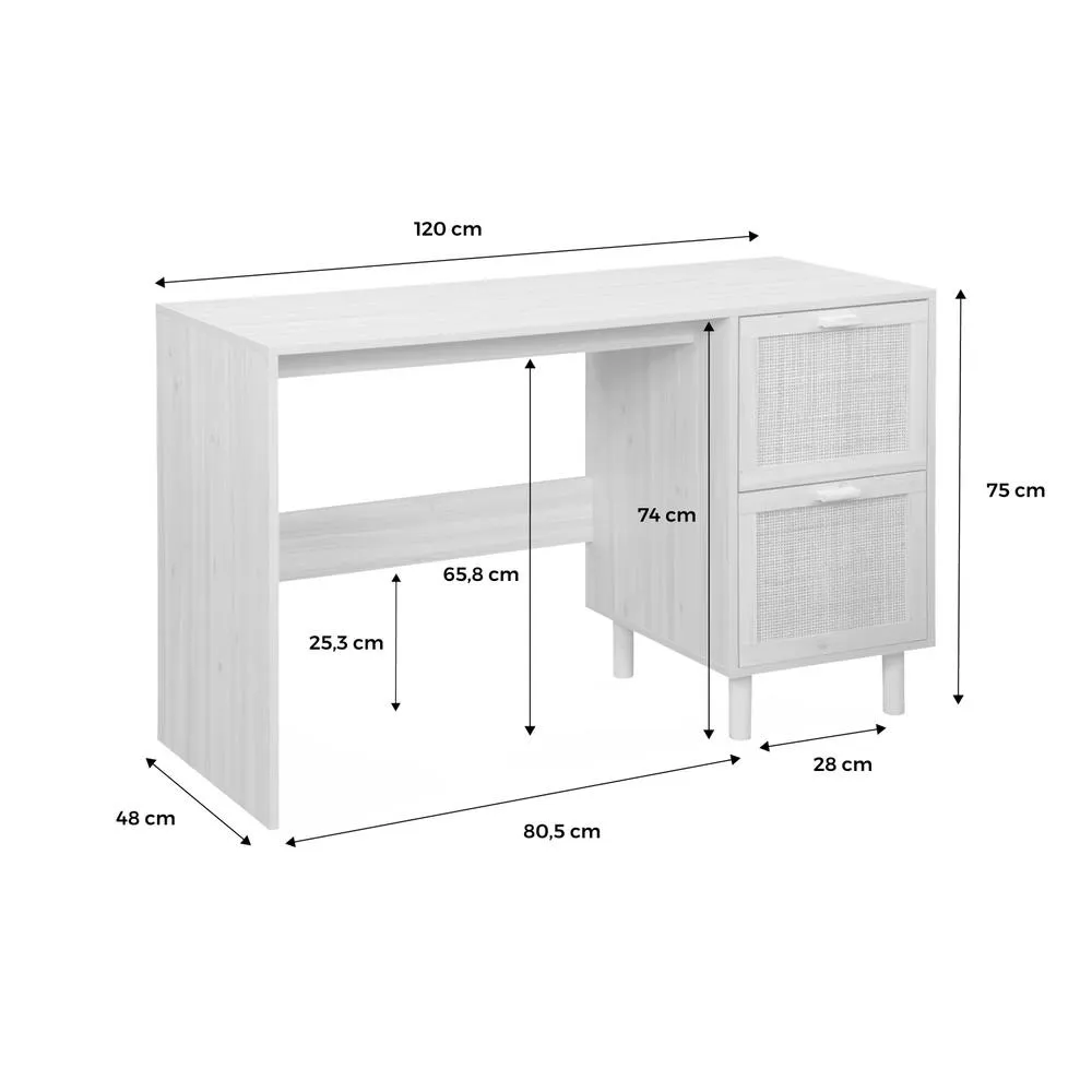 sweeek 2-drawer Woven Rattan Desk in Light Brown 5