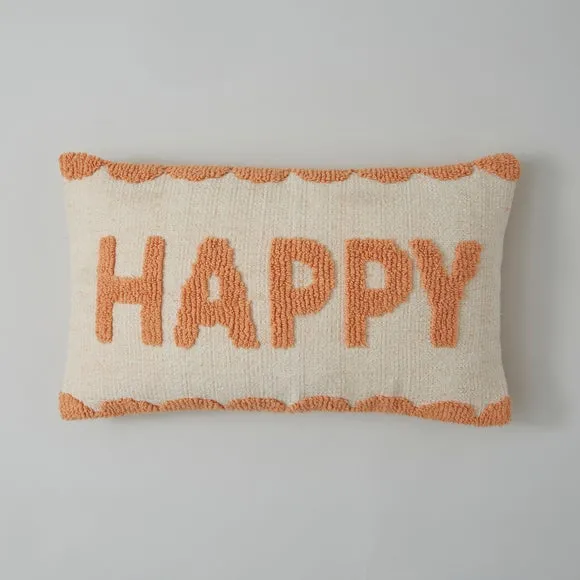 Happy Bright Slogan Cushion Coral 3