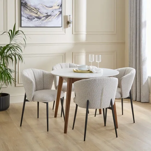 Kiley Dining Chair with Black Legs, Boucle 2