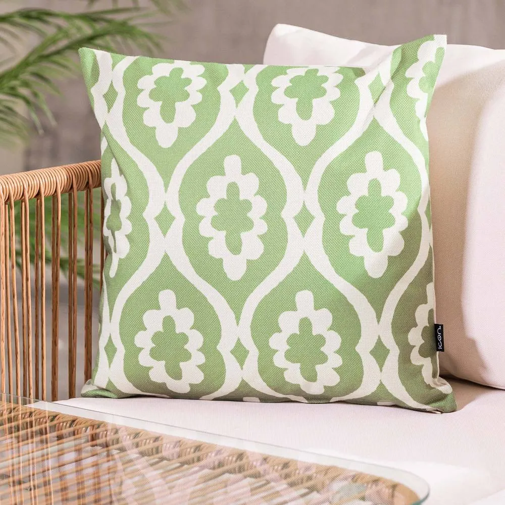 icon Cushion 43x43 Kyoto Fabric - Damask in Green