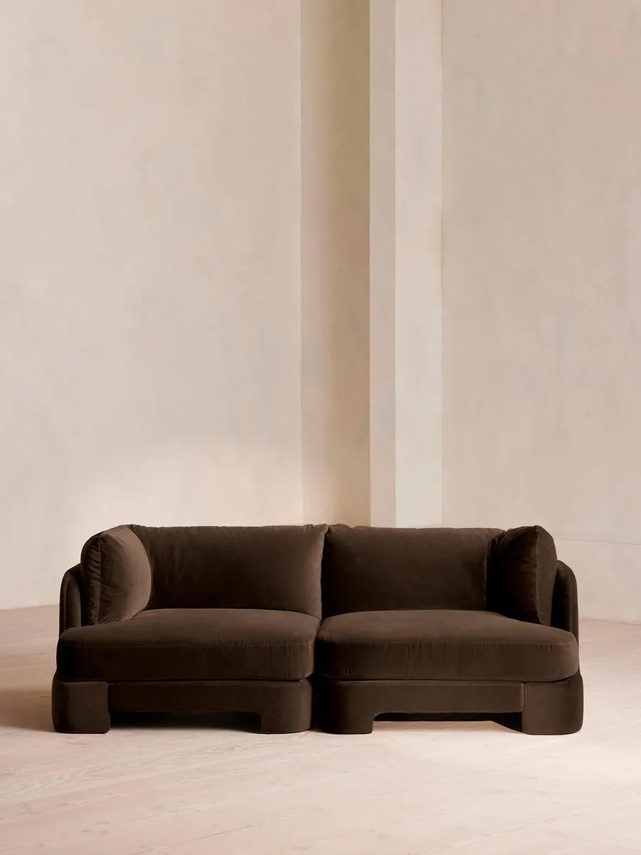 Odell Deeper Sit Modular Sofa, Three Seater, Velvet, Chocolate