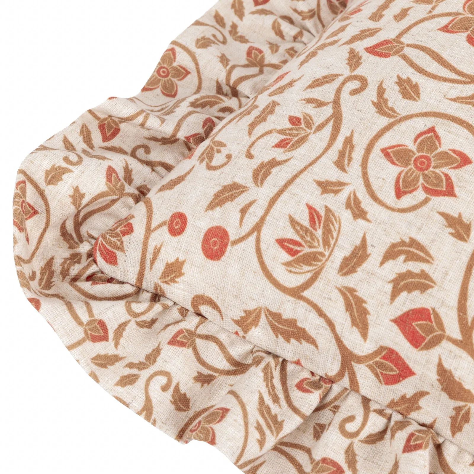 Paoletti Linen Filigree Printed Ruffle Cushion in Yellow 5