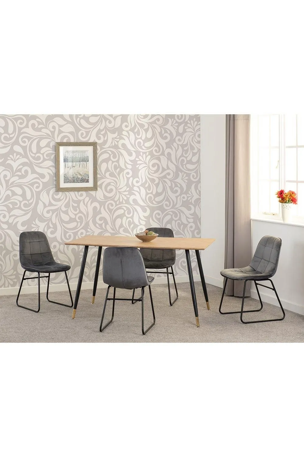 Seconique Hamilton Medium Dining Set with Lukas Chairs in Grey 1