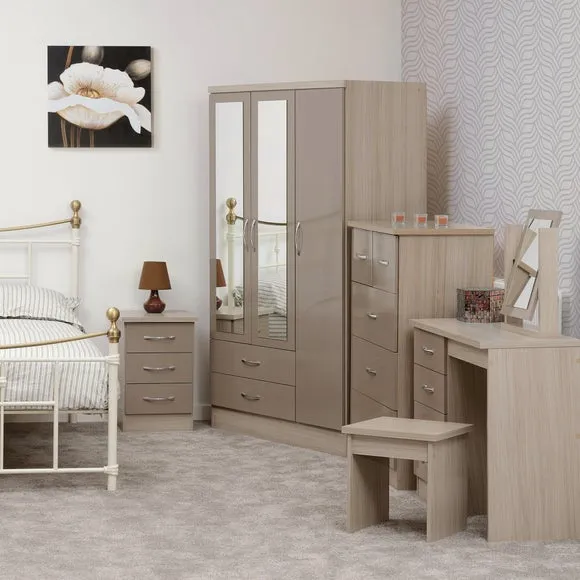 Return - Nevada 3 Drawer Bedside Table, Oyster