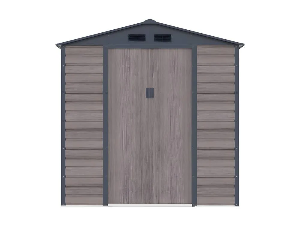 Vente-unique Galvanised Steel Garden Shed - Grey Wood Effect - 4.15 M² - ADELMO 2