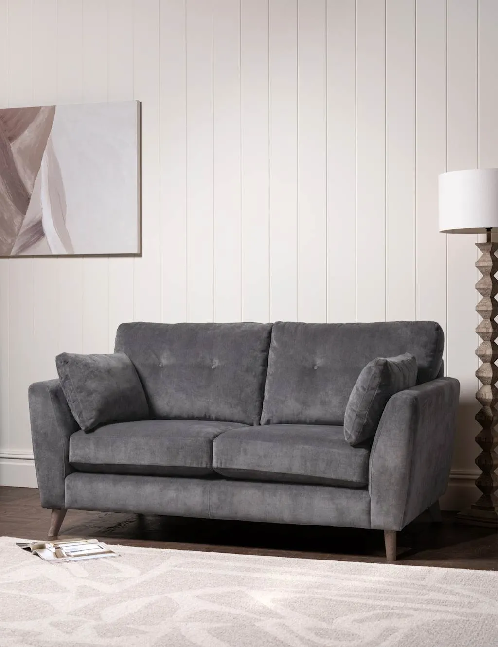 BARKER AND STONEHOUSE Ellis Chenille Medium 2 Seater Sofa Charcoal