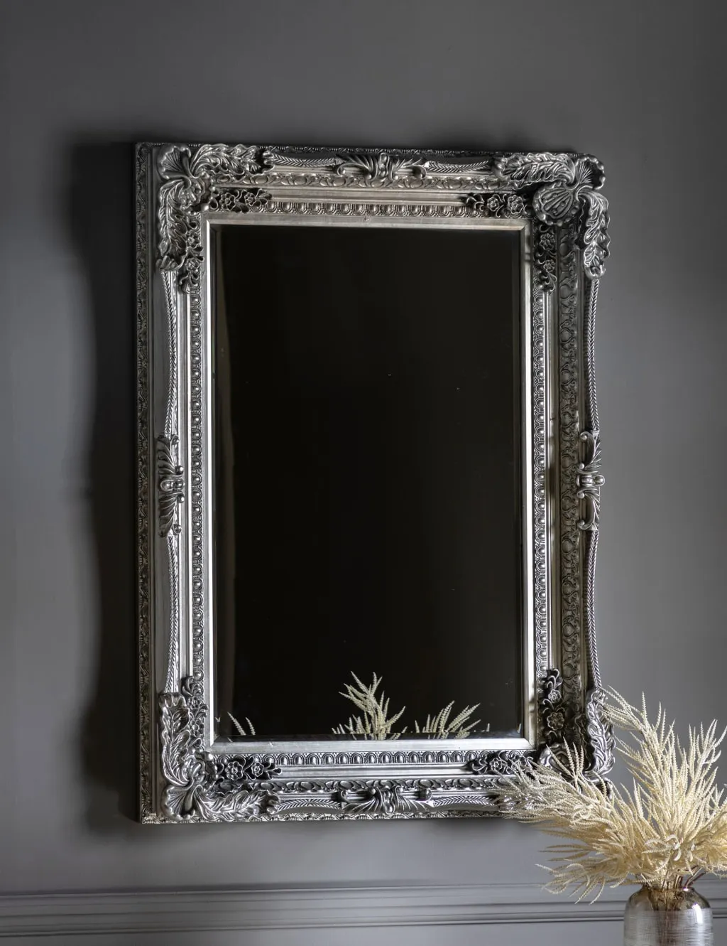 Gallery Direct Carved Louis Extra Large Wall Mirror Silver