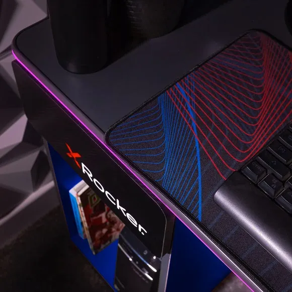 X Rocker Carbon Tek Gaming Desk with Wireless Charging and Neo Fibre LED 5