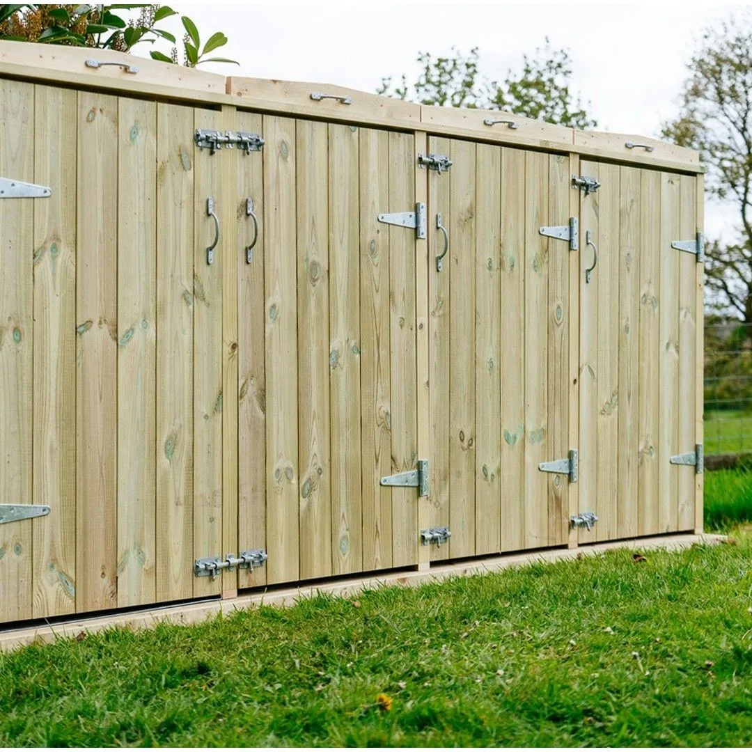 Buttercup Farm Shireburn Quintet Wheelie Bin Store, Timber, Fits 5x 360L Wheelie Bins in Brown 3